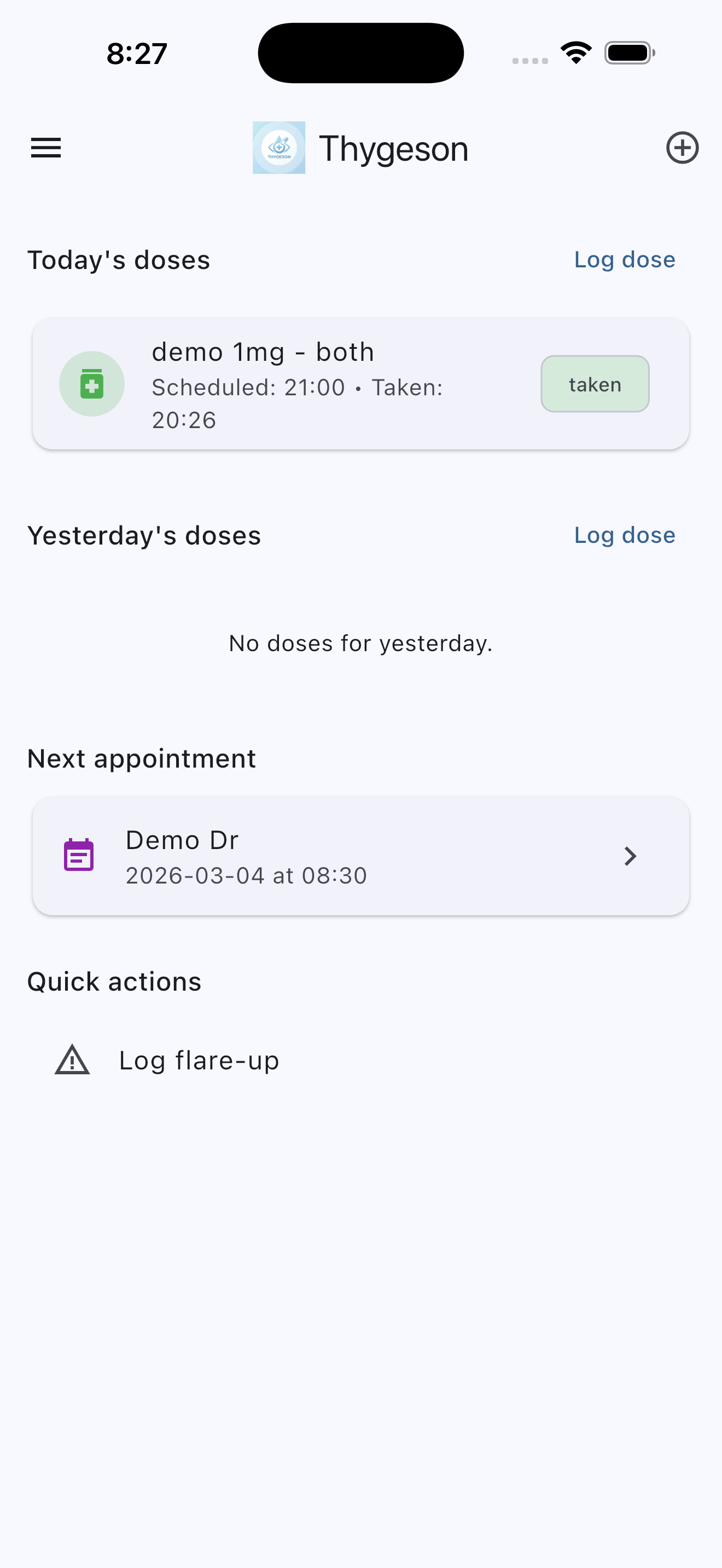 Thygeson app screenshot